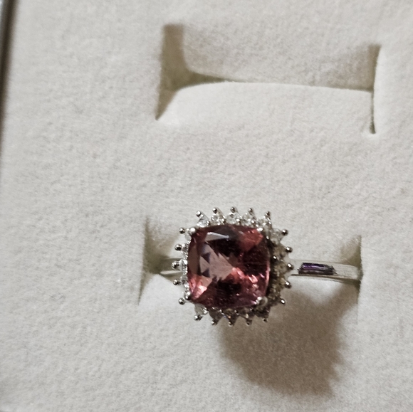 Genuine Rose Apatite 💍 Platinum over Sterling Silver Sz 6! - Picture 7 of 7